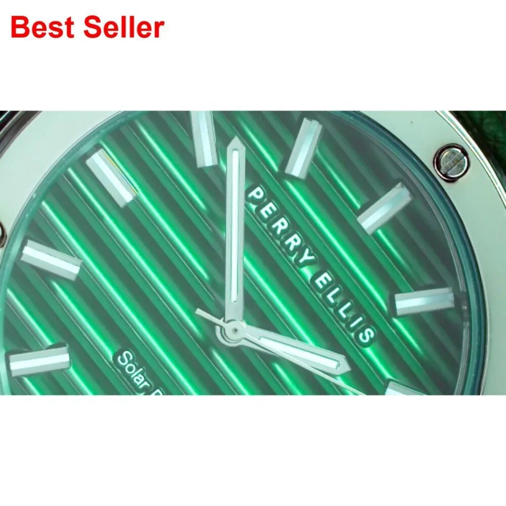 Solar Powered Vegan Leather Watch Water-Resistant 43mm Case